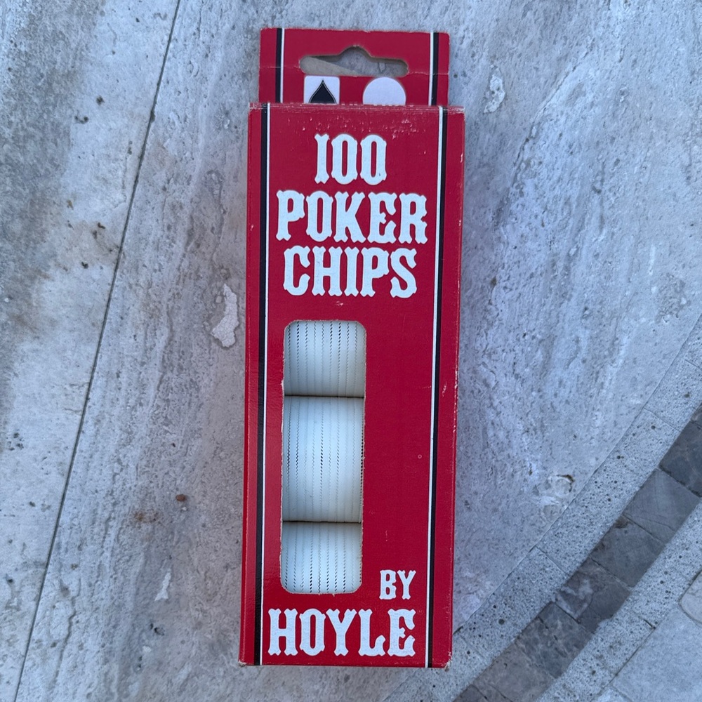 Hoyle 100 Poker Chips Set - All White.